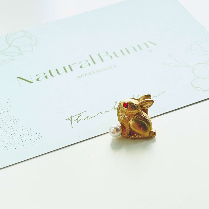 Mini Golden Rabbit Brooch Pin