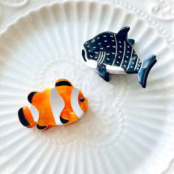 Mini Ocean Fish Clownfish / Orca Hair Claw Clip - Natural Bunny Accessories