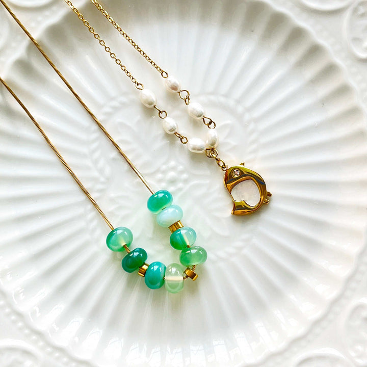 Minimal Green Agate Necklace
