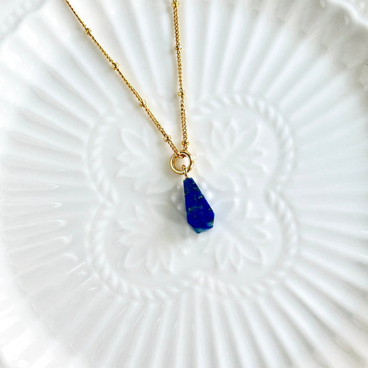 Minimalism Lapis Lazuli Pendant Necklace - Natural Bunny Accessories