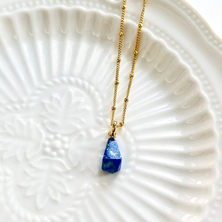 Minimalism Lapis Lazuli Pendant Necklace - Natural Bunny Accessories