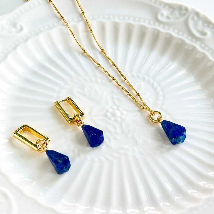 Minimalism Lapis Lazuli Pendant Necklace - Natural Bunny Accessories