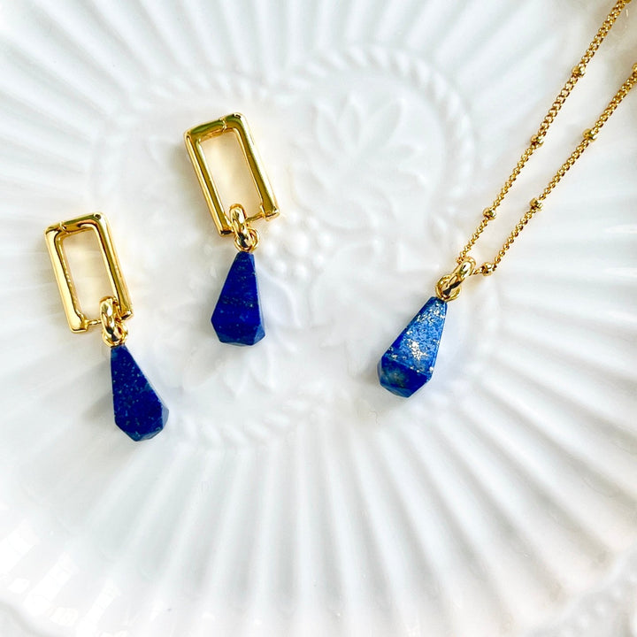 Minimalism Lapis Lazuli Pendant Necklace - Natural Bunny Accessories