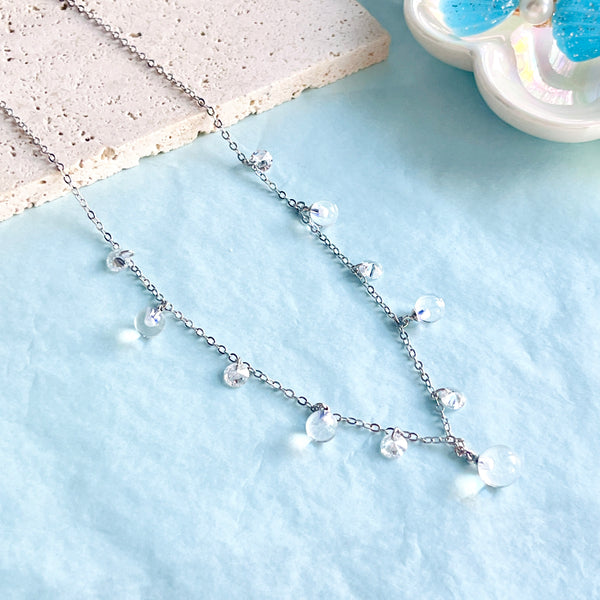 Minimalist Dangle White Crystal Necklace