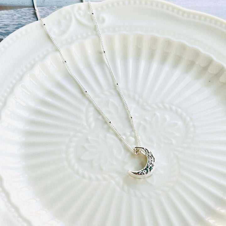 Minimalist Sterling Silver Moon Necklace