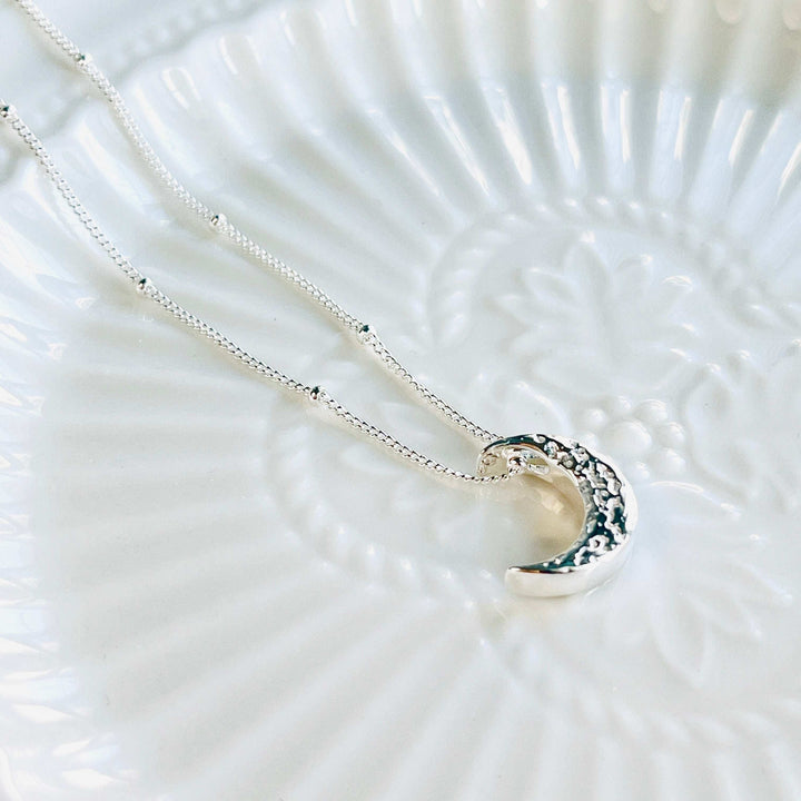 Minimalist Sterling Silver Moon Necklace