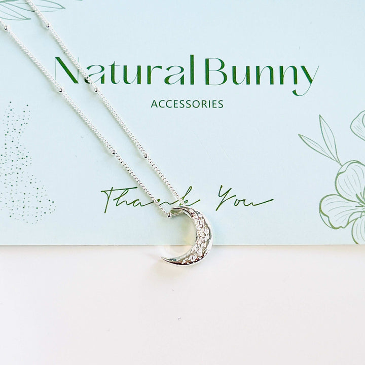 Minimalist Sterling Silver Moon Necklace