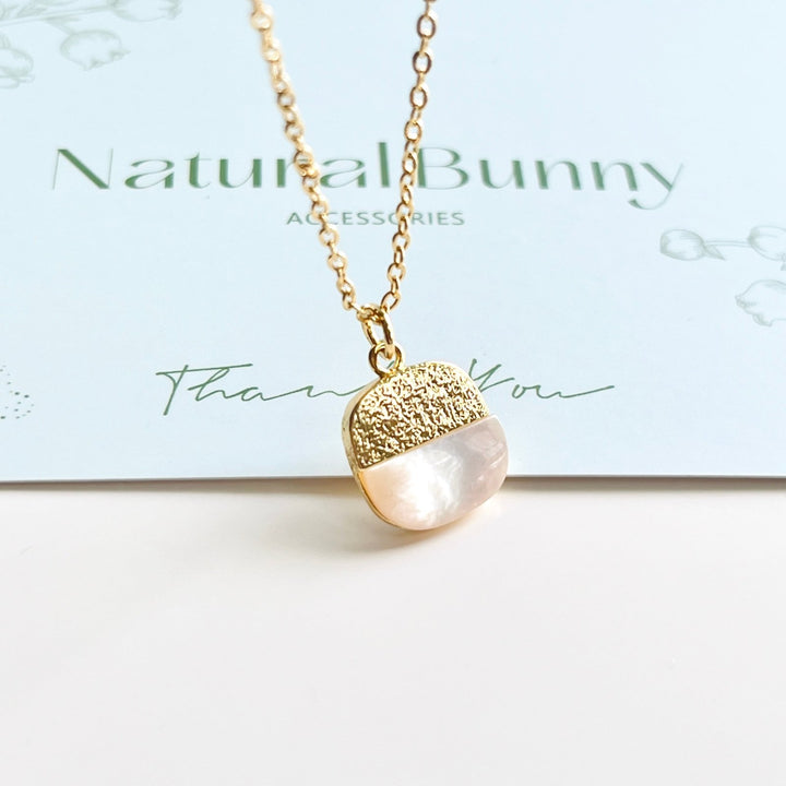 Minimalist White Shell Pendant Necklace - Natural Bunny Accessories