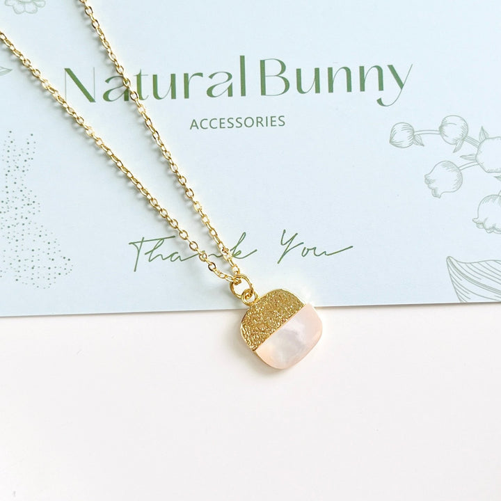 Minimalist White Shell Pendant Necklace - Natural Bunny Accessories