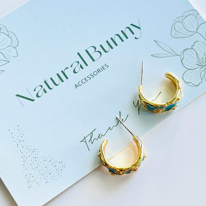 Mint Blue Daisy Hoop Earrings