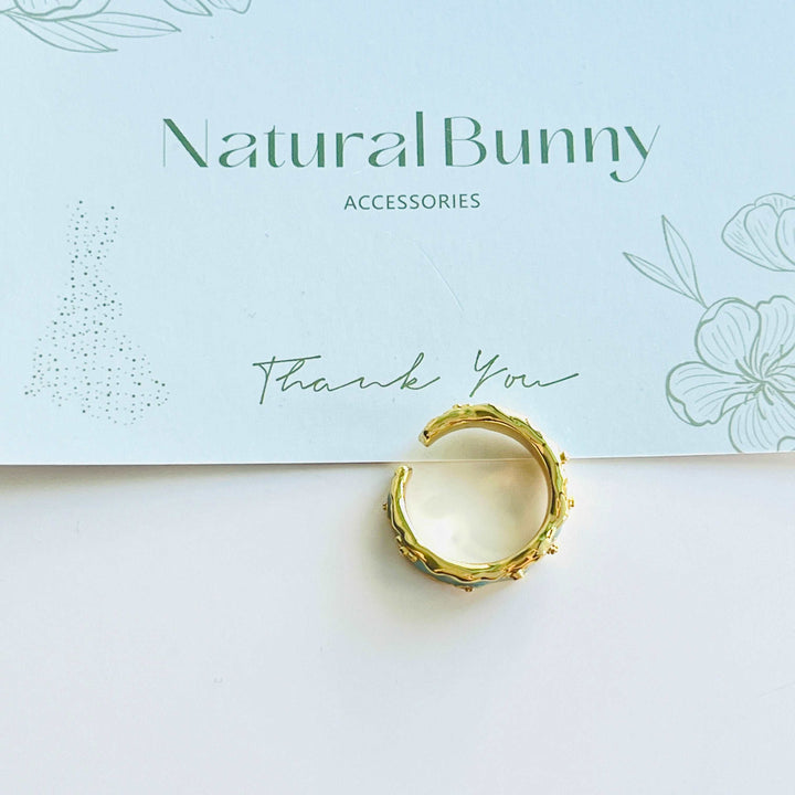 Mint Blue Daisy Open Ring