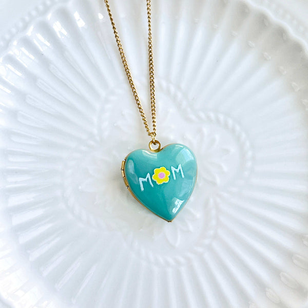 Mom Daisy Heart Locket Necklace