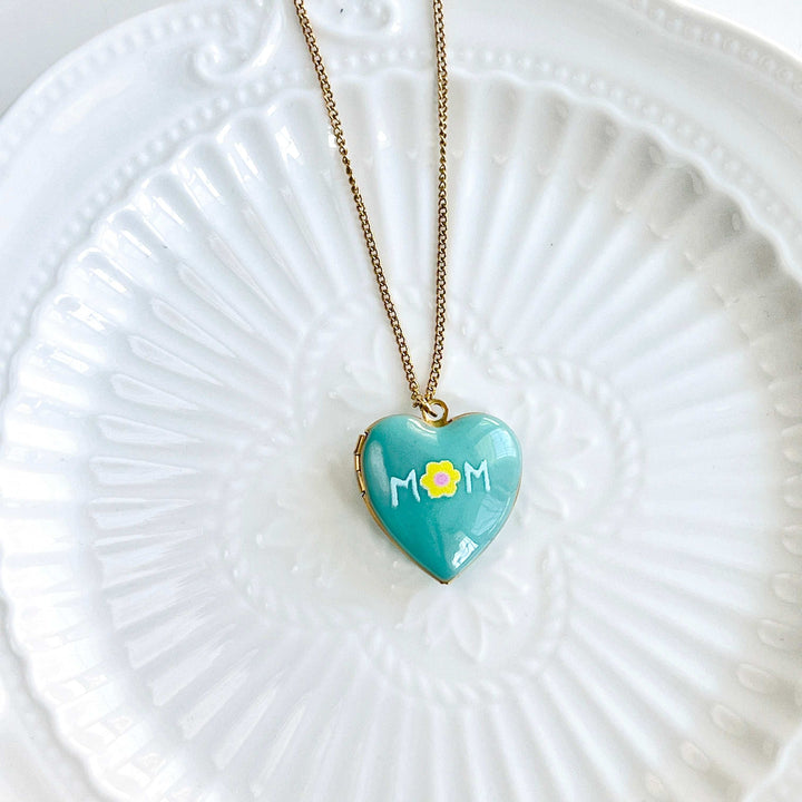 Mom Daisy Heart Locket Necklace