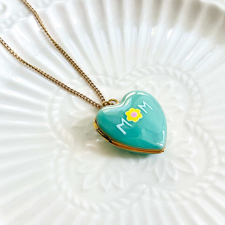 Mom Daisy Heart Locket Necklace