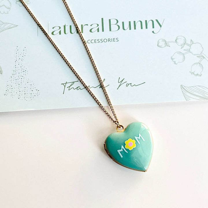 Mom Daisy Heart Locket Necklace