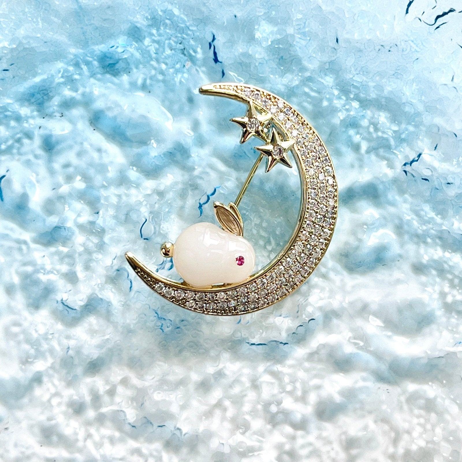 Moon Star Bunny Brooch | Moon Rabbit Brooch – Natural Bunny Accessories