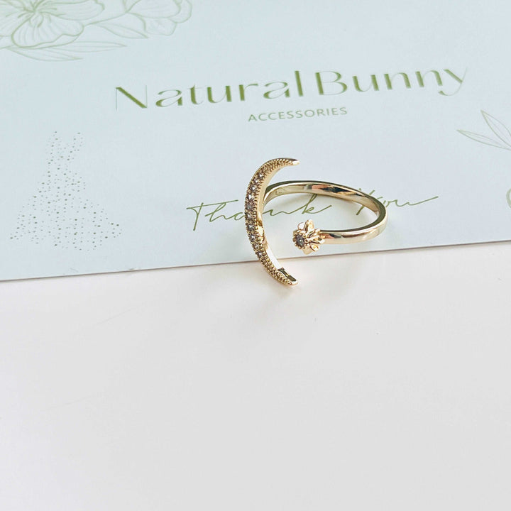 Moon and Star Open Ring