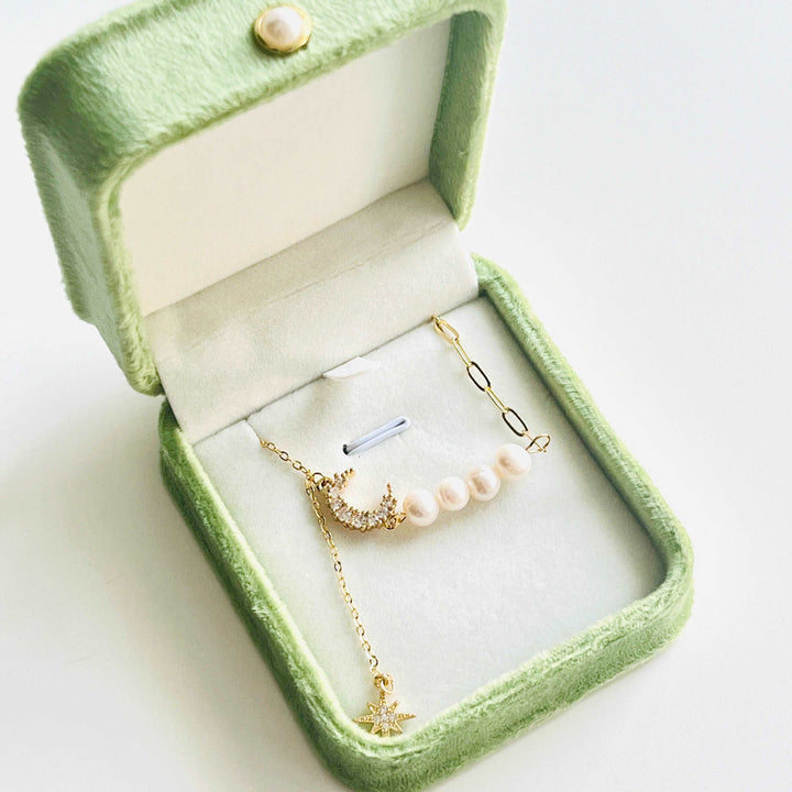 Moon and Star Pearl Necklace