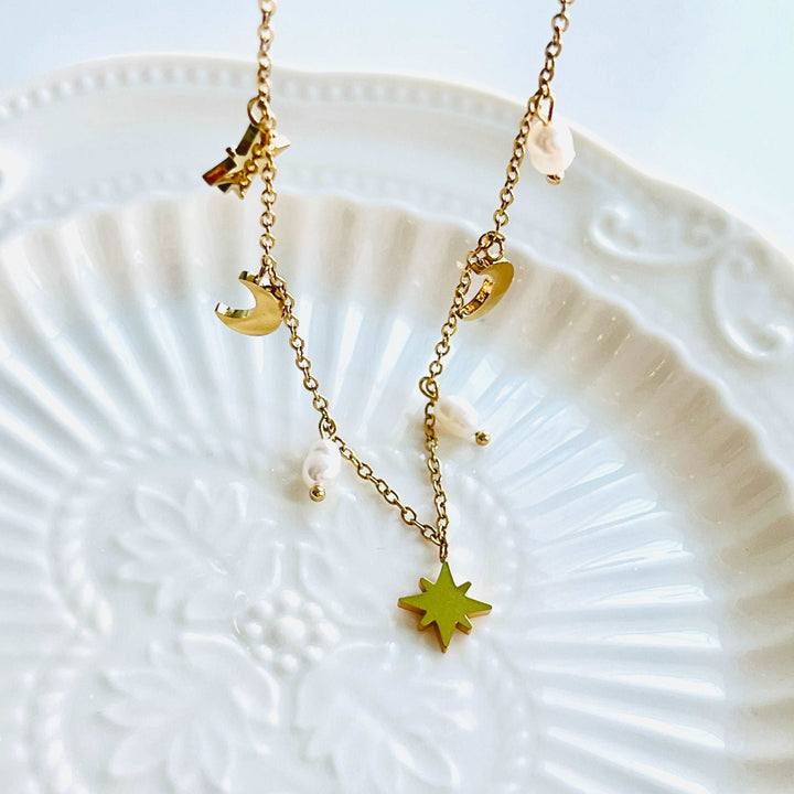 Moon and Stars Necklace