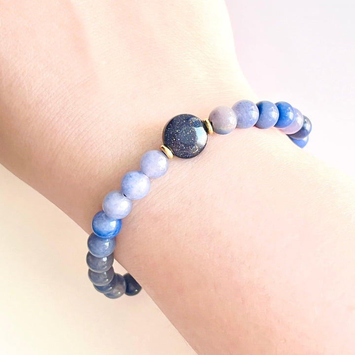 Night Sky Blue Aventurine Beaded Bracelet - Natural Bunny Accessories
