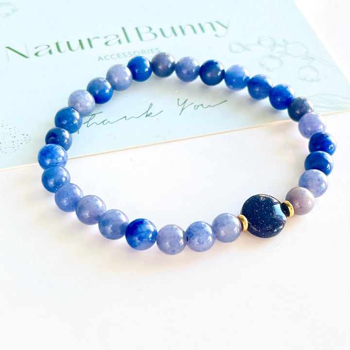 Night Sky Blue Aventurine Beaded Bracelet - Natural Bunny Accessories