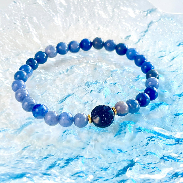 Night Sky Blue Aventurine Beaded Bracelet - Natural Bunny Accessories