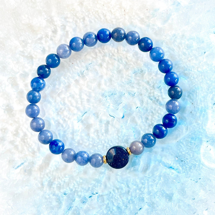 Night Sky Blue Aventurine Beaded Bracelet - Natural Bunny Accessories
