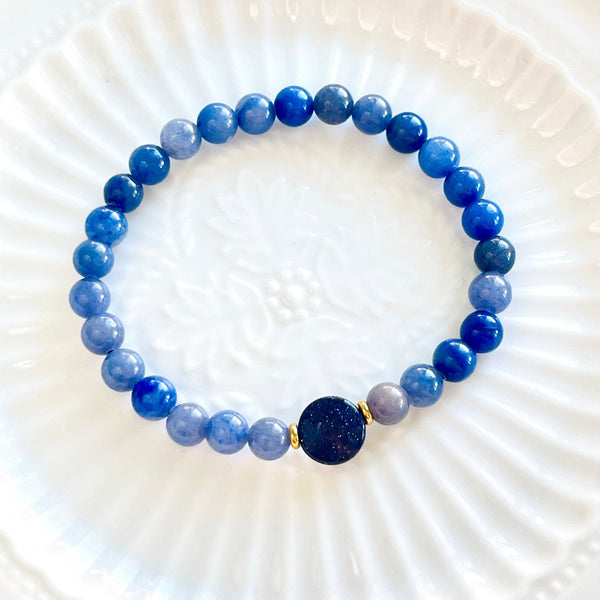 Night Sky Blue Aventurine Beaded Bracelet - Natural Bunny Accessories