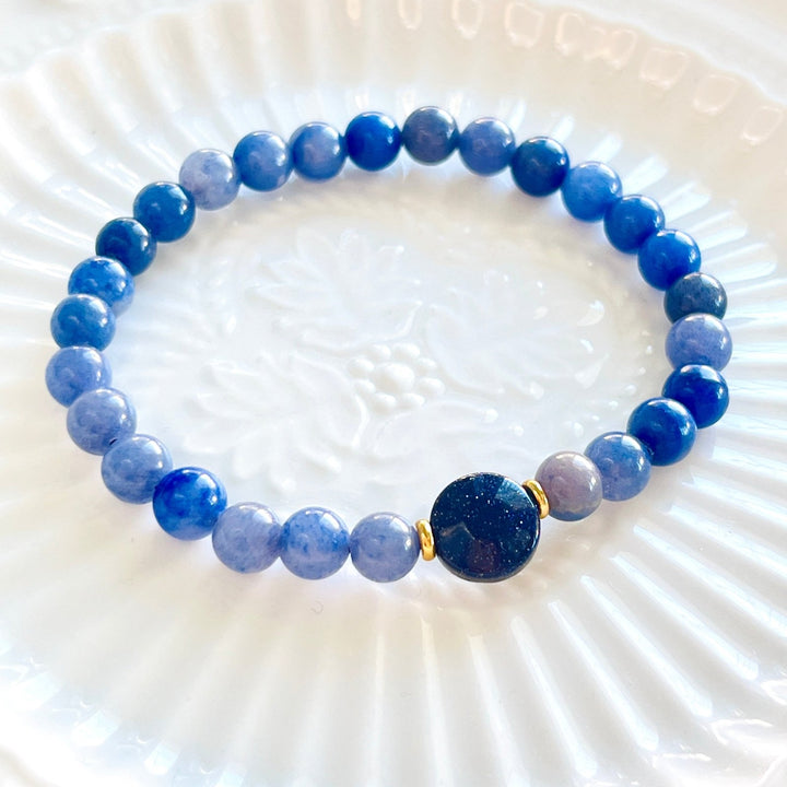 Night Sky Blue Aventurine Beaded Bracelet - Natural Bunny Accessories