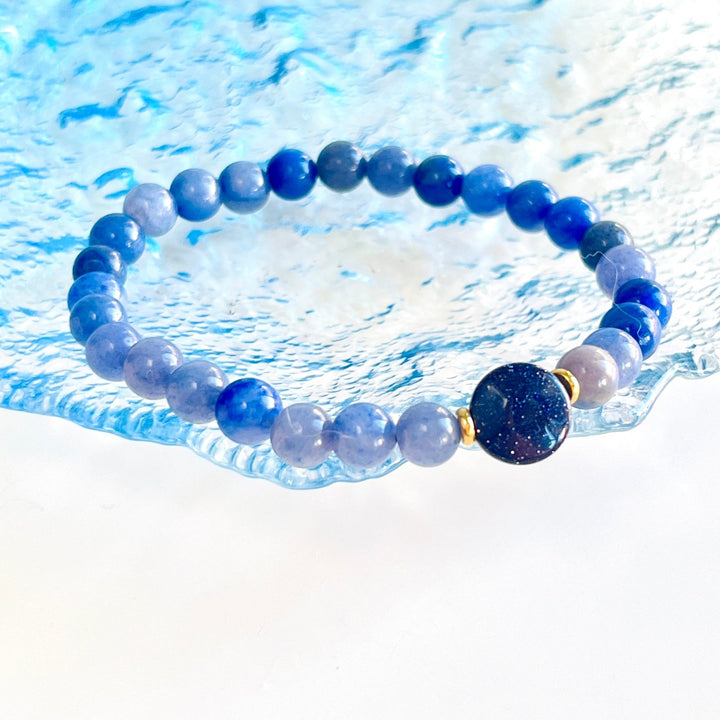 Night Sky Blue Aventurine Beaded Bracelet - Natural Bunny Accessories