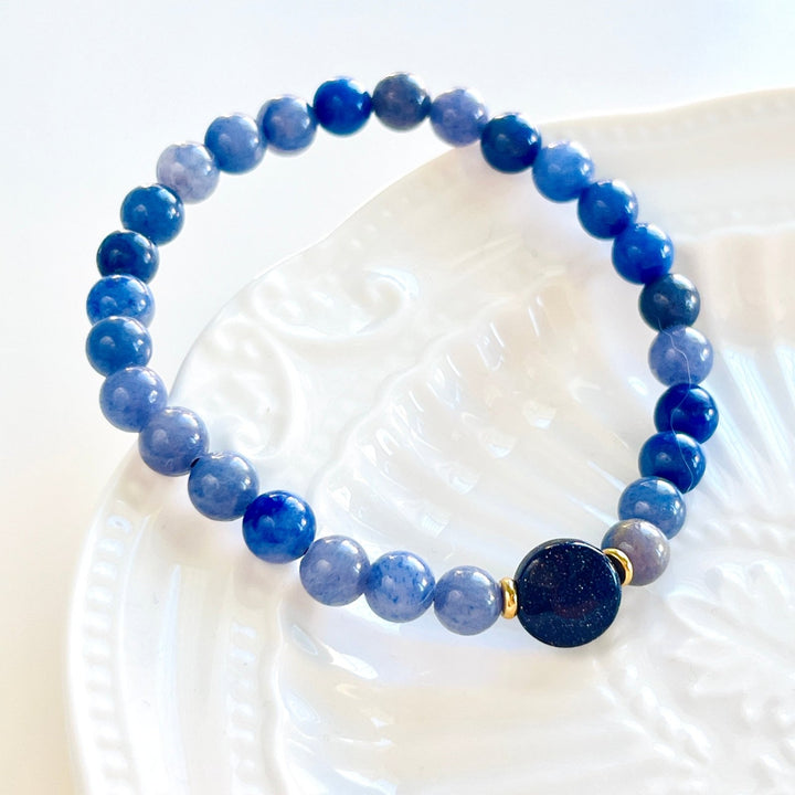 Night Sky Blue Aventurine Beaded Bracelet - Natural Bunny Accessories