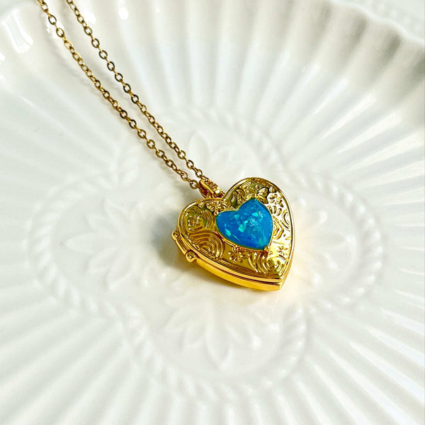 Ocean Heart Locket Necklace