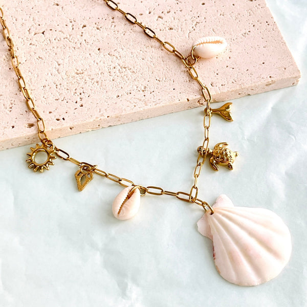Ocean Seashell Charm Necklace - Natural Bunny Accessories