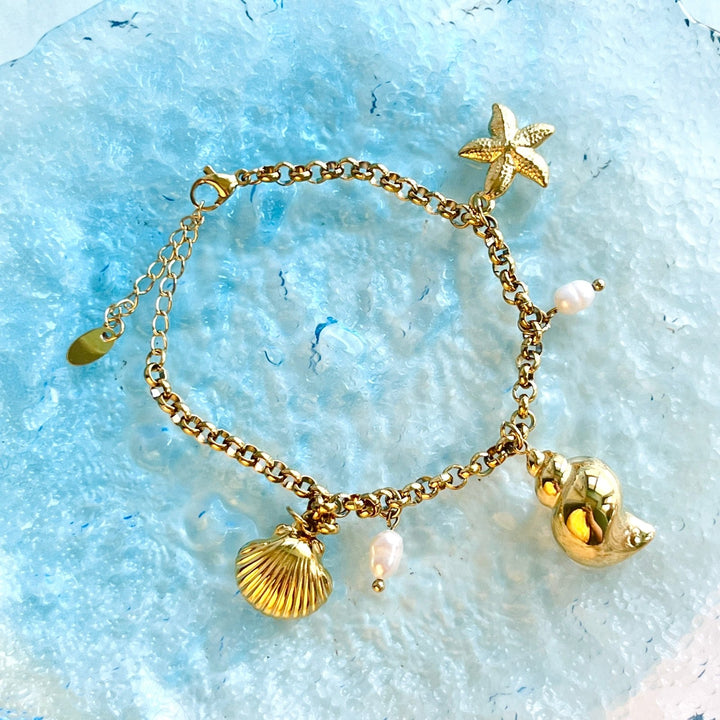 Ocean Seashell Pearl Charm Bracelet | Anklet - Natural Bunny Accessories