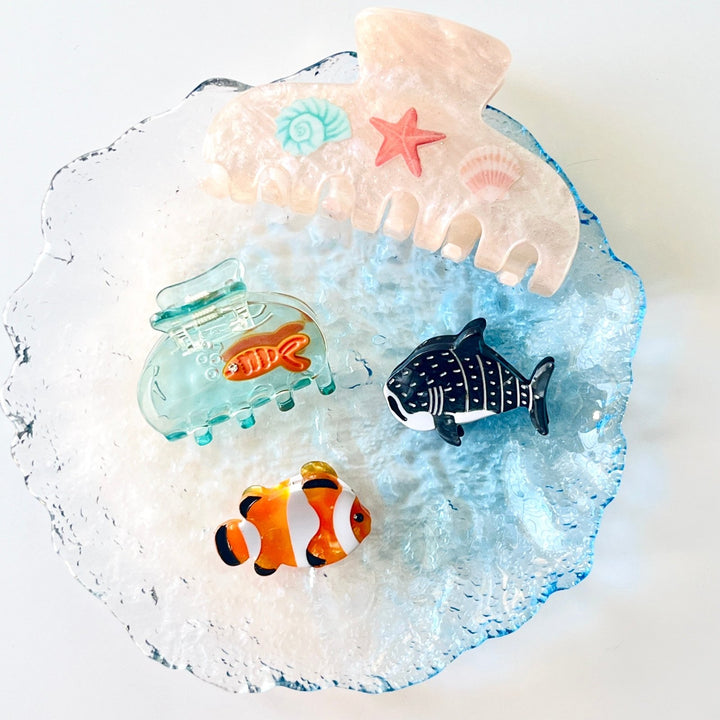 Ocean Shell & Starfish Print Hair Claw - Natural Bunny Accessories