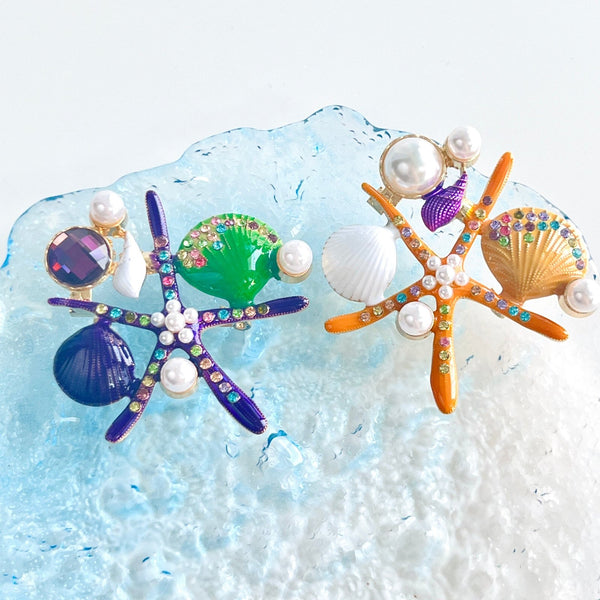 Ocean Starfish Shell Brooch - Natural Bunny Accessories