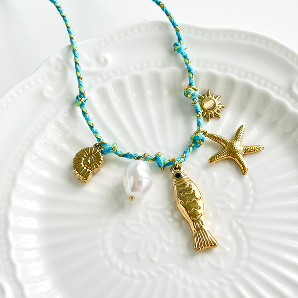 Ocean Themed Charm Rope Necklace