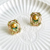 Oil Painting Autumn Pearl Flower Stud Earrings - Natural Bunny Accessories