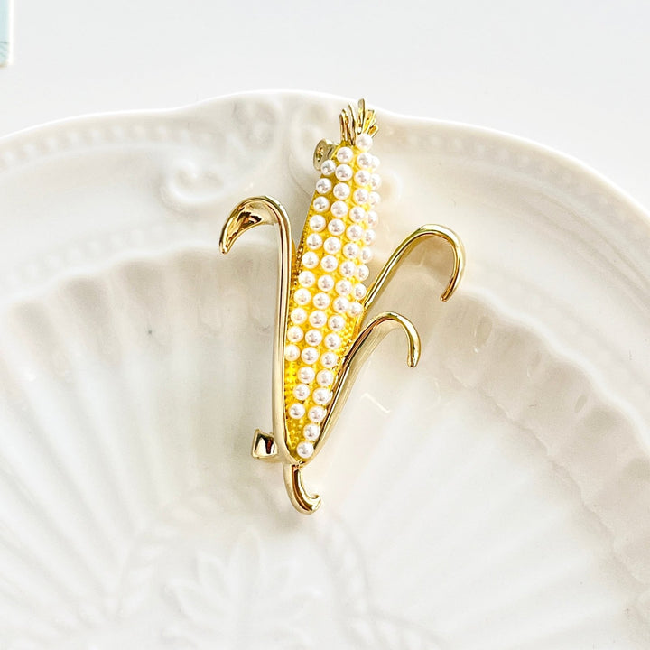 Pearl Corn Brooch - Natural Bunny Accessories