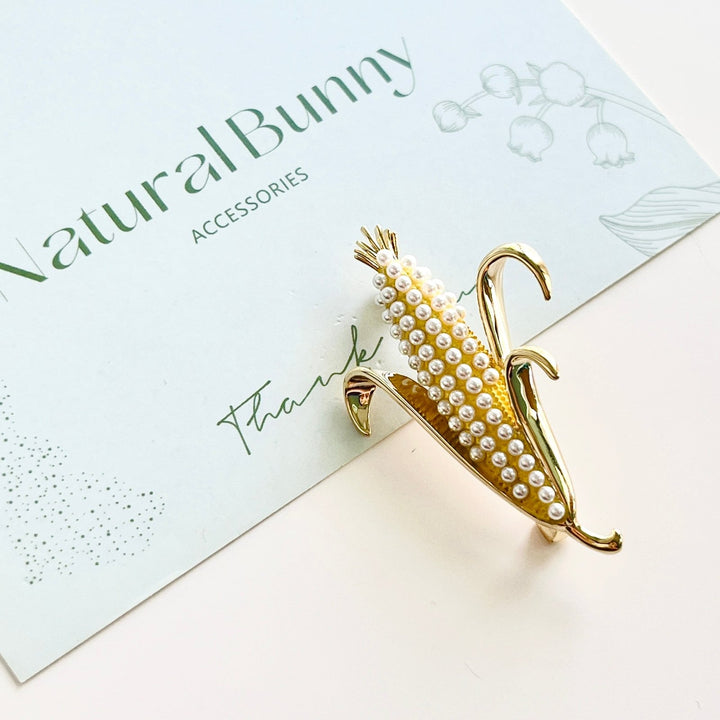 Pearl Corn Brooch - Natural Bunny Accessories