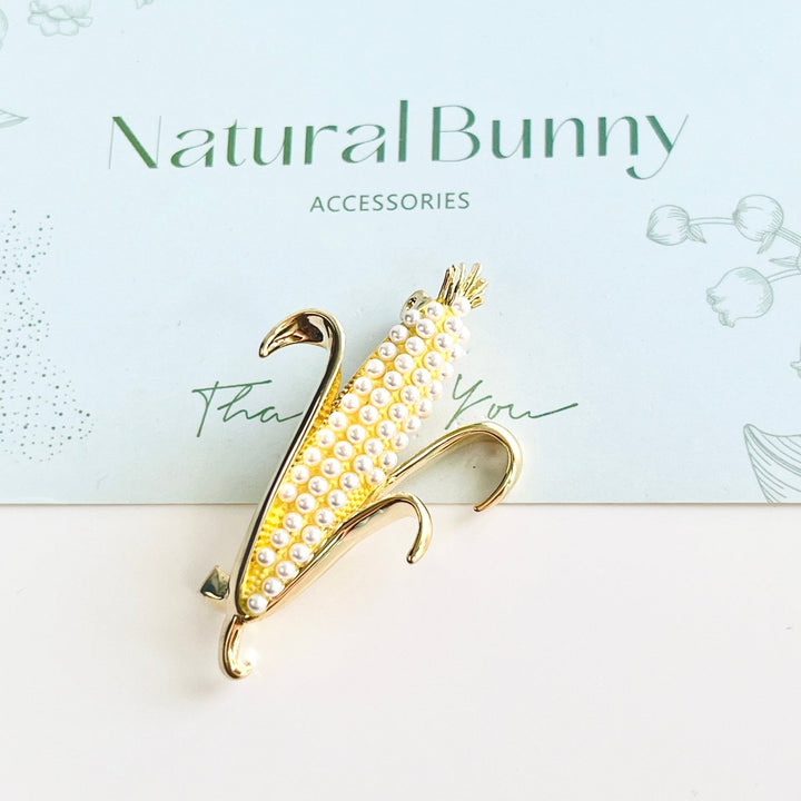 Pearl Corn Brooch - Natural Bunny Accessories