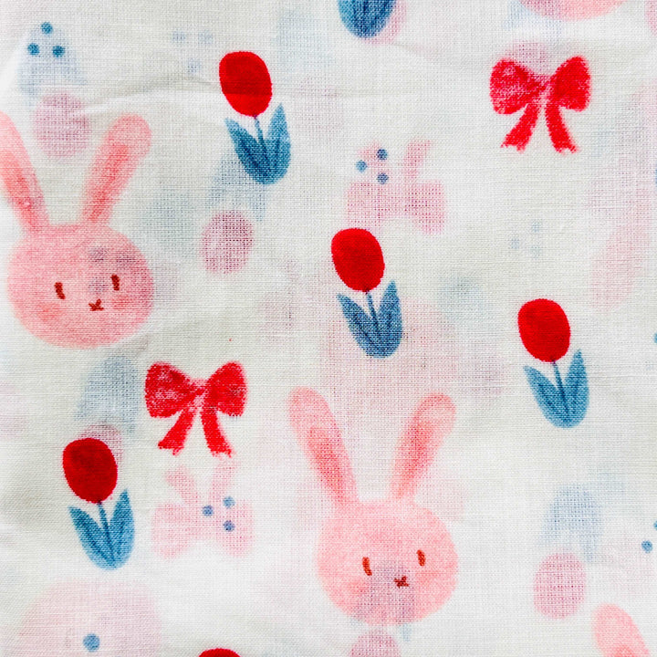 Pink Bunny and Bow Printed Scarf
