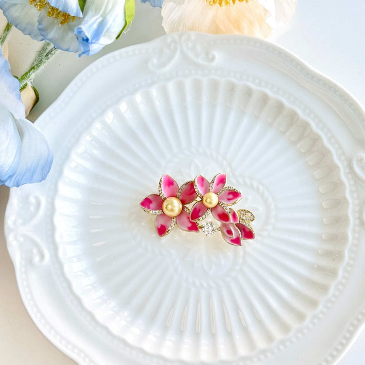 Pink Cherry Blossom Sakura Brooch - Natural Bunny Accessories