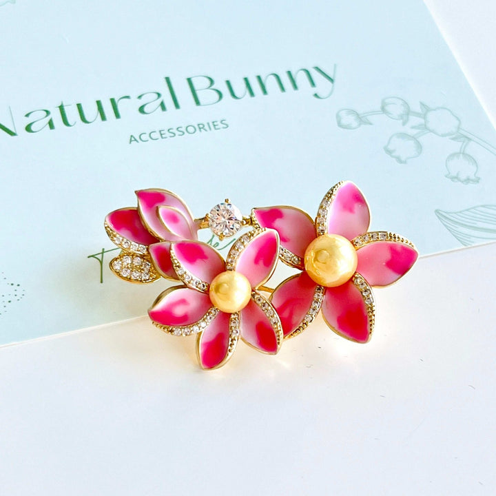 Pink Cherry Blossom Sakura Brooch - Natural Bunny Accessories