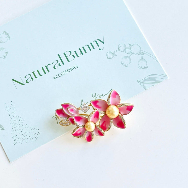 Pink Cherry Blossom Sakura Brooch - Natural Bunny Accessories