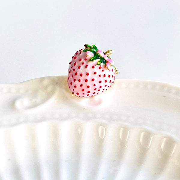 Lovely Pink Cream Strawberry Brooch Pin - Natural Bunny Accessories