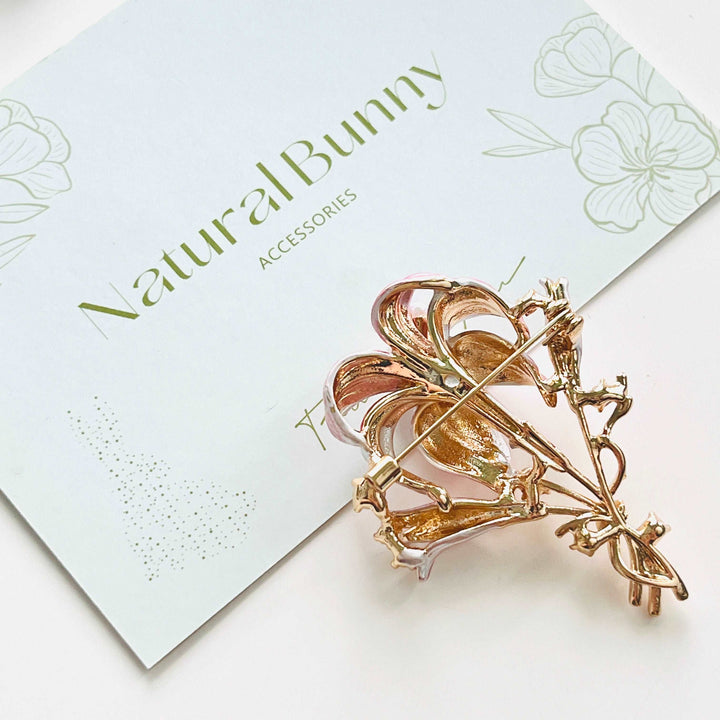 Pink Lily Flower Brooch