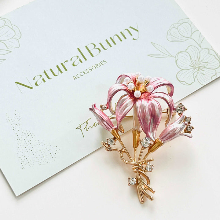 Pink Lily Flower Brooch