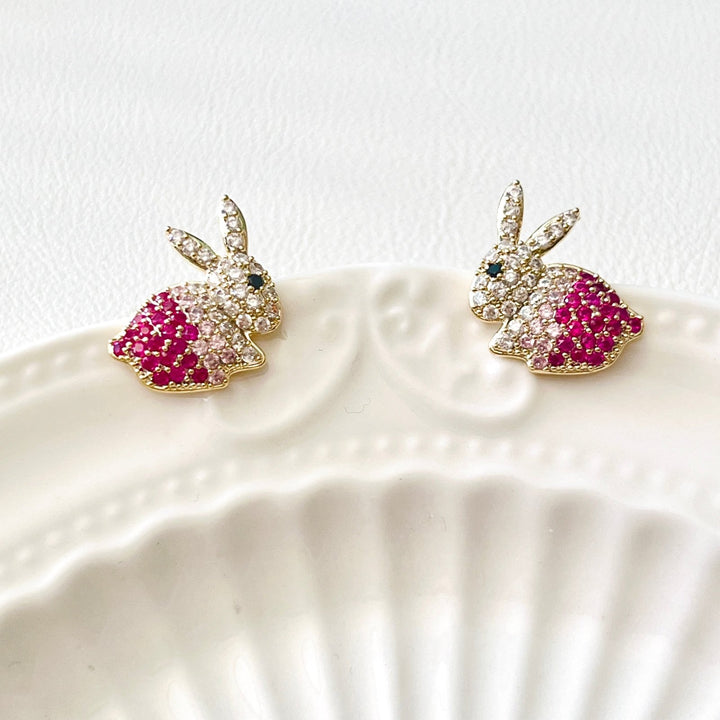 Pink Rabbit Stud Earrings – Natural Bunny Accessories