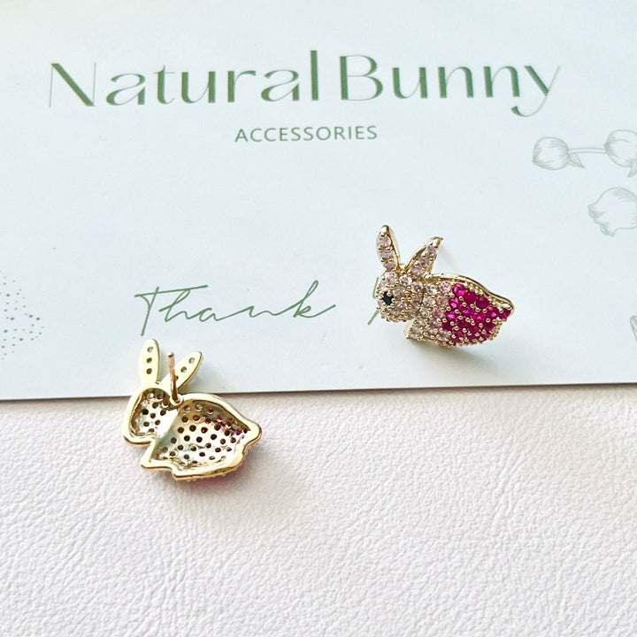Pink Rabbit Stud Earrings – Natural Bunny Accessories
